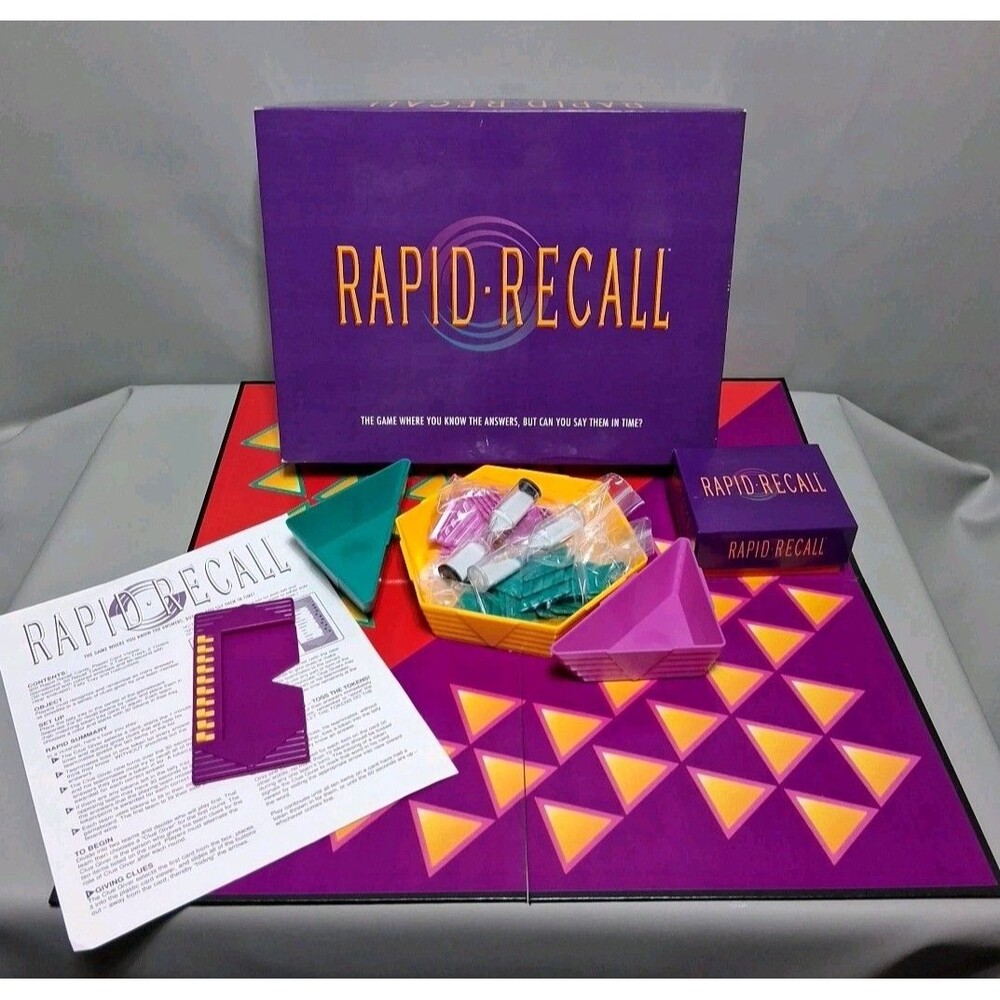 Vintage 1990 Rapid Recall Board Game R&R‎ Games Complete 90s Party Trivia